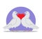 Doves Holding Red Heart Symbol Love by Neck Vector