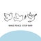 Doves of peace doodle set. Make peace. Stop war.