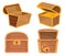 Dower chest icons set, cartoon style