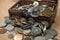 Dower chest with old coins