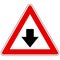 Down arrow and attention sign