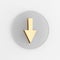 Down arrow gold icon. 3d rendering gray round key button, interface ui ux element