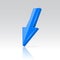 Down blue 3d arrow. Shiny straight icon