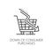 Down of consumer purchase, vector icon with cart