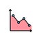 Down graph, analyzing chart patterns flat color icon.