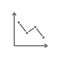 Down graph, analyzing chart patterns grey icon.