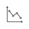 Down graph, analyzing chart patterns line icon.