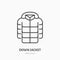 Down jacket flat line icon. Cold weather clothing sign. Thin linear logo for apparel shop