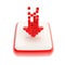 Down red arrow symbol icon over square button