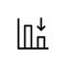 Down trend degenerate bar chart icon design with falling down arrow symbol. simple clean line art professional business management