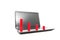 Down trend made of red blocks on the laptop