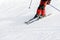 Downhill ski snow skier detail gear red trousers