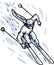 Downhill skier skiing