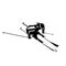 Downhill skier, slalom. Aerial view. Isolated vector silhouette. Winter sport, alpine skiing