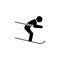 Downhill skiing icon thin glyph for web and mobile, modern minimalistic flat design