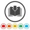 Download book ring icon, color set