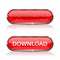 Download button. Shiny red oval web icon