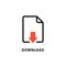 Download document icon app. File download data vector symbol button arrow
