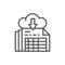 Download documents, cloud storage line icon.