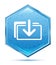 Download files icon crystal blue hexagon button