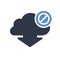 Download icon, arrows icon with not allowed sign. Download icon and block, forbidden, prohibit symbol