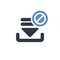 Download icon, arrows icon with not allowed sign. Download icon and block, forbidden, prohibit symbol