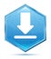 Download icon crystal blue hexagon button