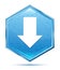 Download icon crystal blue hexagon button