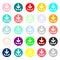 Download icon. Upload button. Load symbol. Round colourful 11 buttons. Vector