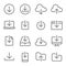 Download icons set vector illustration. Contains such icon as Website, Mobile, File, Folder, Cloud and more. Expanded Stroke