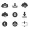 Download or save sign icon set with cloud.