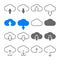 Download upload cloud icons set