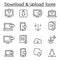 Download & Upload icons set in thin line style