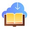 Downloaded book flat icon. Cloud with book color icons in trendy flat style. Save ebook gradient style design, designed
