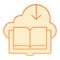 Downloaded book flat icon. Cloud with book orange icons in trendy flat style. Save ebook gradient style design, designed