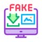Downloading fake image icon vector outline illustration