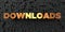 Downloads - Gold text on black background - 3D rendered royalty free stock picture