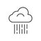 Downpour line icon there is a cloud with vertical rain isolated just on white. Weather icon