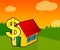 Downsize Home Icon Means Downsizing Property Due To Retirement Or Budget - 3d Illustration