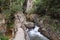 Downstream in Datanla waterfall in Dalat, Vietnam with pathway throught the forest