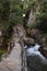 Downstream in Datanla waterfall in Dalat, Vietnam with pathway throught the forest