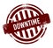 downtime - red round grunge button, stamp