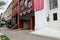 Downtown area with storefronts covered in patriotic glory and pride, Saratoga Springs, New York, 2019