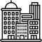 Downtown building icon, Winter city related vector
