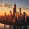 downtown chicago skyline with the willis tower and john hancock center made with generative ai