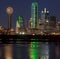 Downtown Dallas, Texas at night with the Trinity River