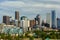 Downtown Denver, Colorado Skyscrapers with Confluence Park and the Speer Blvd. Platte River Bridges in the Foreground