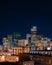 Downtown denver night cityscape from rooftop showing buildings