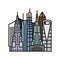 Downtown district with skyscrapers isolated vector illustration