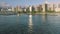 Downtown Honolulu at sunny sunset. Scenic Waikiki beach skyline aerial panorama